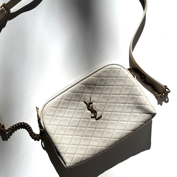 Authentic Saint Laurent YSL Mini Gaby Quilted Cream Ivory Crossbody Bag - Picture 1 of 12